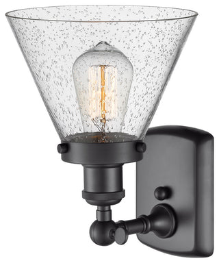Large Cone 1-Light Sconce, Matte Black, Seedy