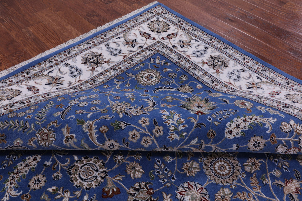 9' 1" X 12' 3" Persian Nain Hand-Knotted Wool and Silk Rug Q11612