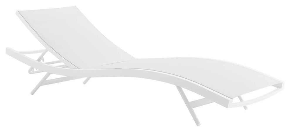 Glimpse Outdoor Patio Mesh Chaise Lounge Chair, White White