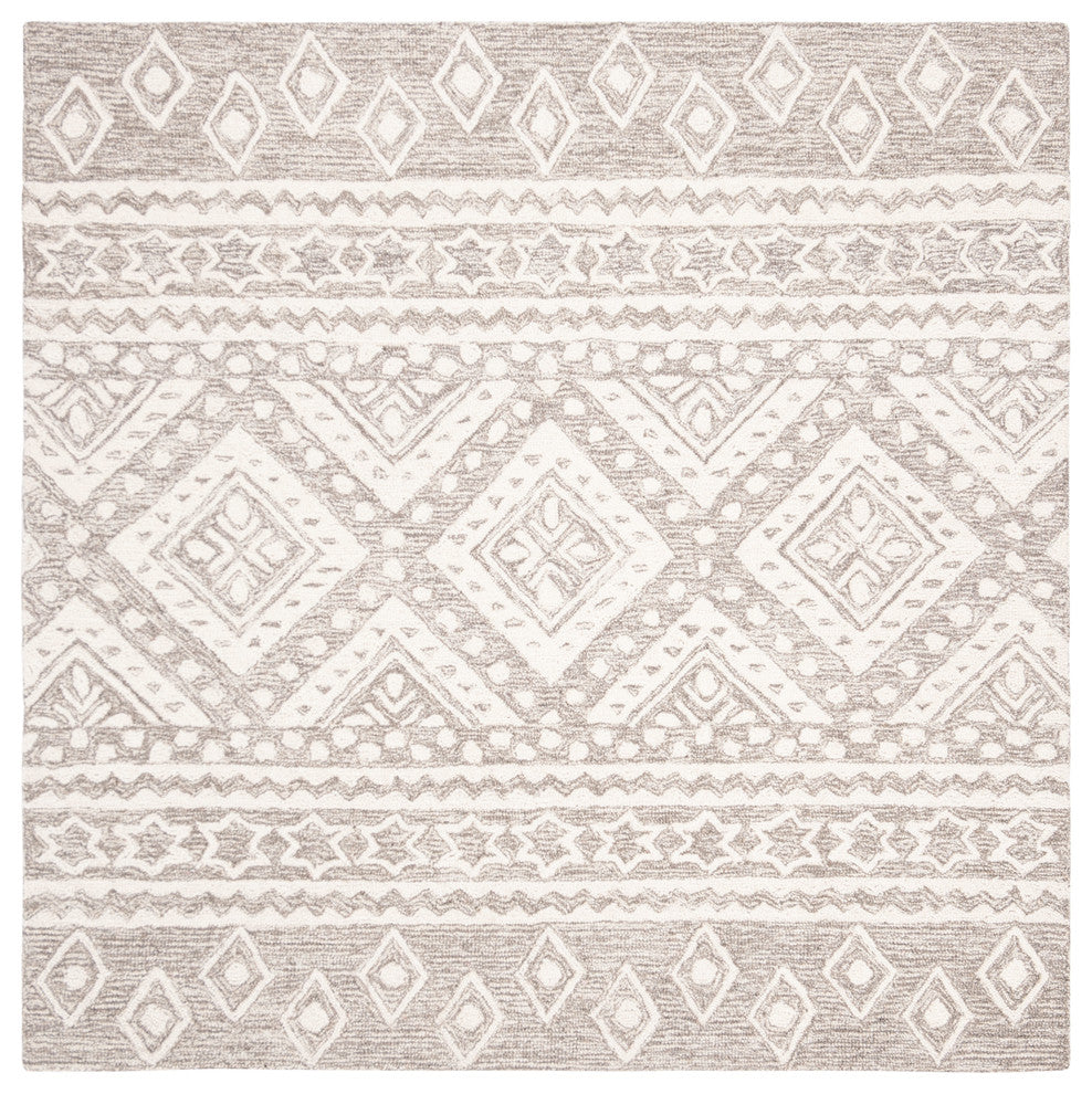 Safavieh Micro-Loop Collection MLP501 Rug, Grey/Ivory, 5' Square