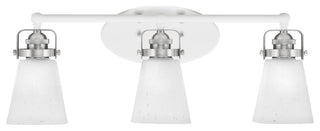 Easton 3 Light Bath Bar, White & Brushed Nickel, 4.5" Square White Muslin