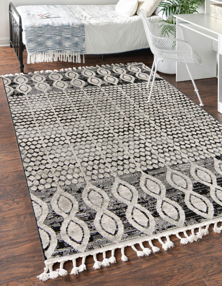Unique Loom Cherokee Asheville Area Rug, Charcoal, 4' 0 X 6' 0 Rectangular
