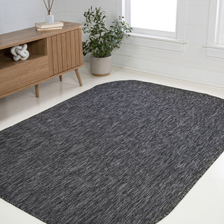 Miles Modern Minimalist Radius Corner Solid Indoor/Outdoor Shaped Area Rug