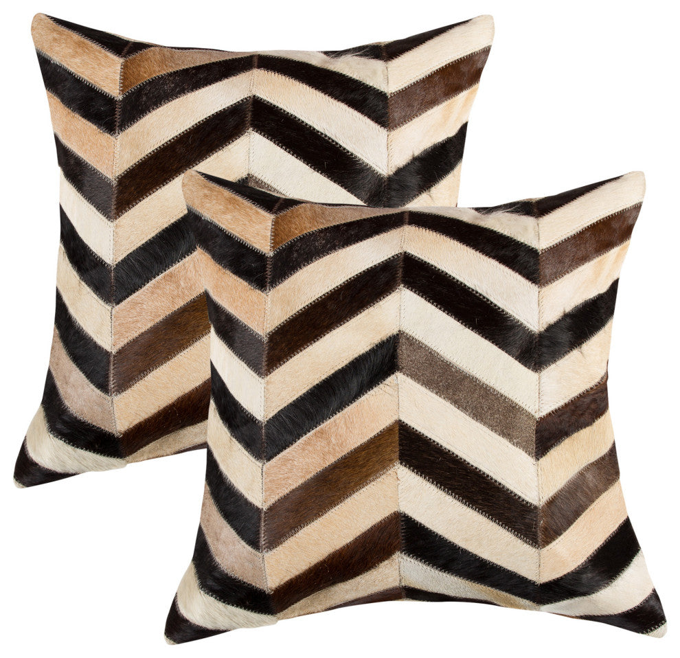 Natural Home Decor Torino Chevron Cowhide Pillow, 2-Piece