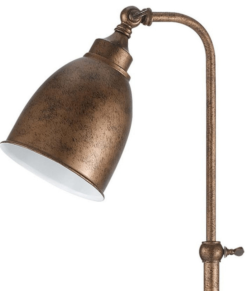 28" Bronze Metal Adjustable Lantern Table Lamp With Bronze Dome Shade