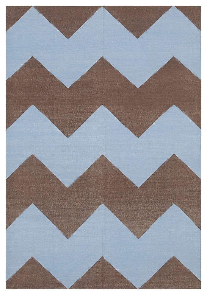 Rug N Carpet - Handmade Wool 6' 3'' x 8' 10'' Flatweave Dhurrie Kilim Rug