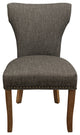 Jill Linen Upholstered Dining Chairs with Solid Wood Legs- Set of 2, Dark Gray