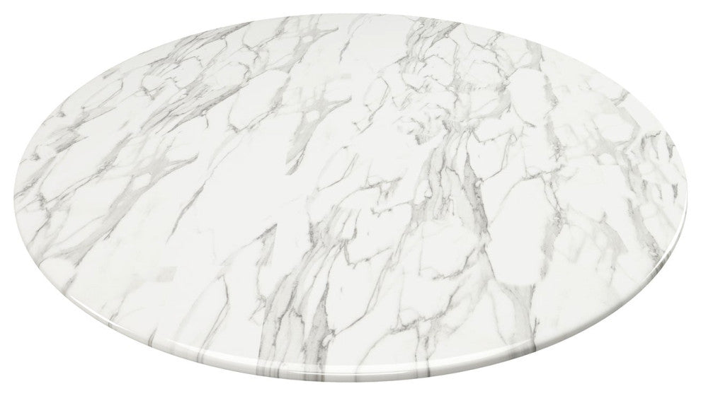 Rose 40" Round Marble Dining Table, Black Base