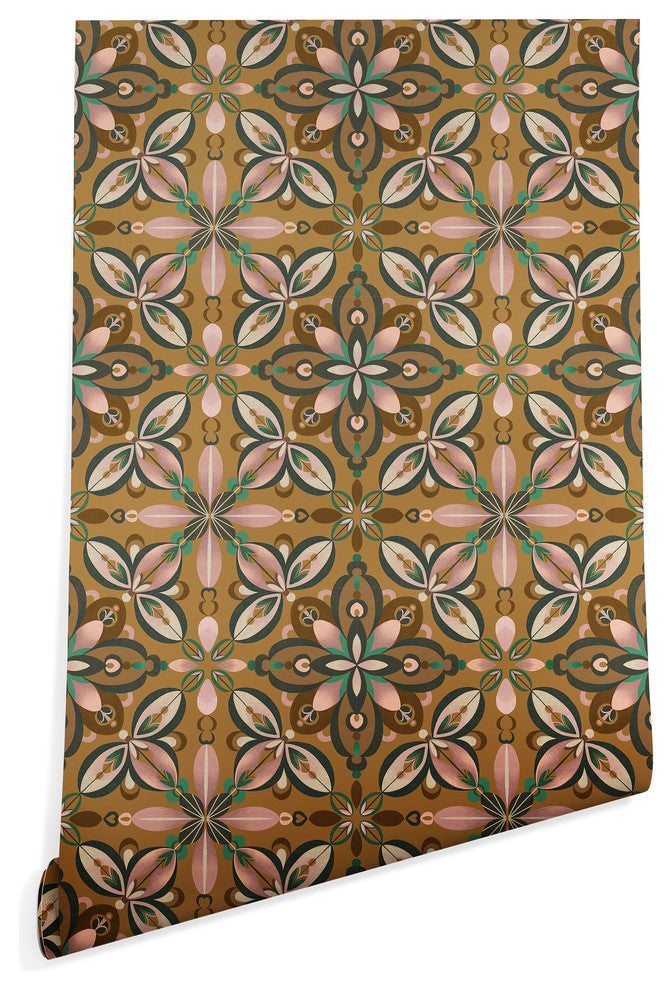 Deny Designs Pimlada Phuapradit Floral Tile, Yellow Wallpaper, Yellow, 2'x8'