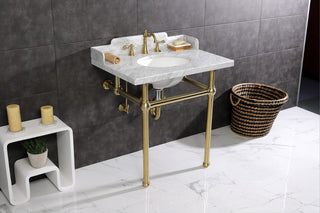 Kingston Brass LMS3030MB7 30" Carrara Marble Console Sink, Legs