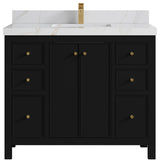 Chicago 42" Single Sink Bathroom Vanity, Black 2" Calacatta Sienna Quartz