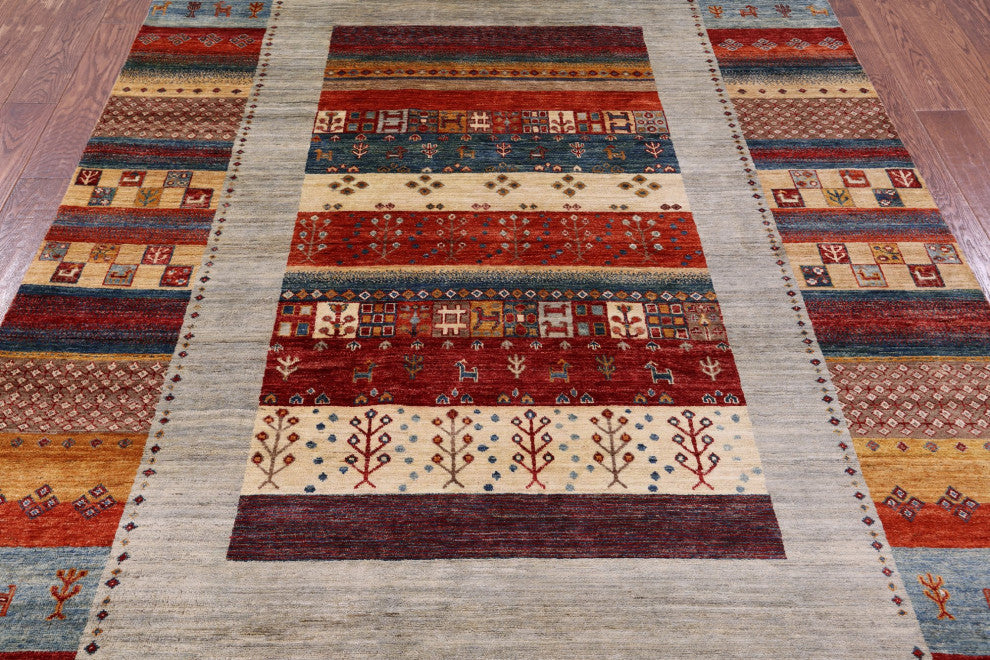 Tribal Persian Gabbeh Handmade Rug 6' 6" X 9' 11" Q9756