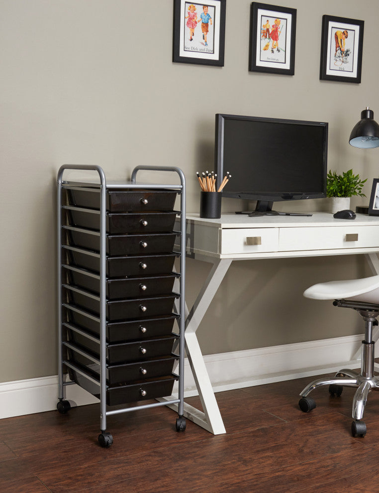 10 Drawer Organizer, Smoke-colored Drawers