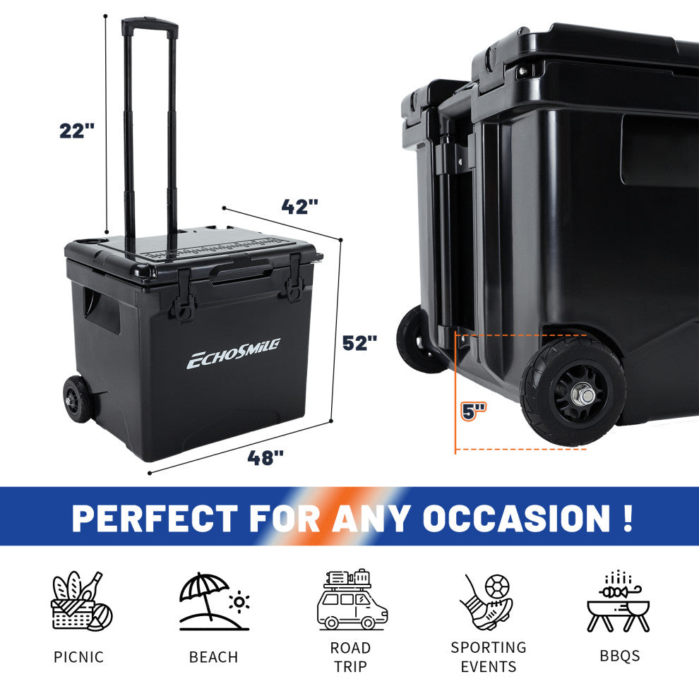 EchoSmile 45 qt. Rotomolded Cooler With Sealing Ring, Black