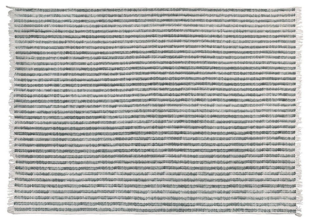 8" x 10" Gray and Cream Sawlike Stripes Area Rug