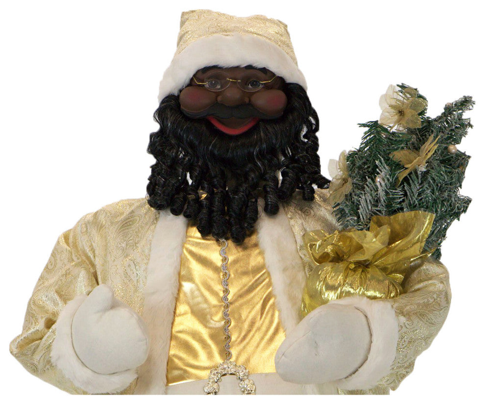 28" Music, Lights, and Motion Animated Santa Claus, his Sleigh, Home Decor