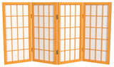 2' Tall Desktop Window Pane Shoji Screen, Honey, 4 Panels