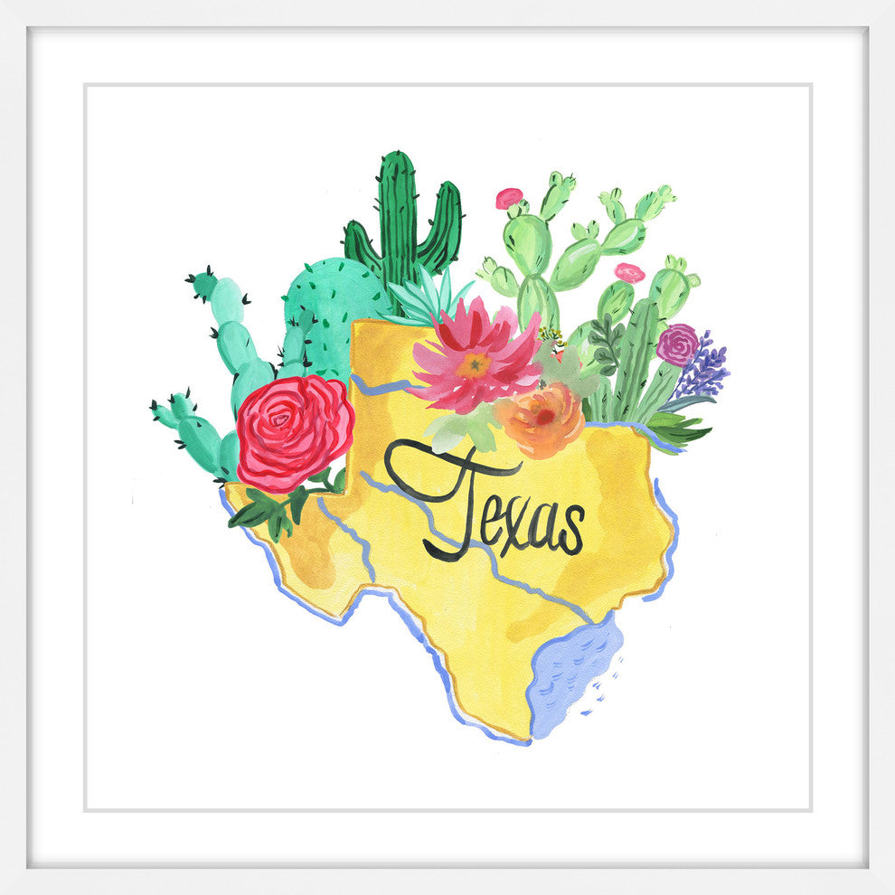 "Flowering Texas" Framed Painting Print, 12x12
