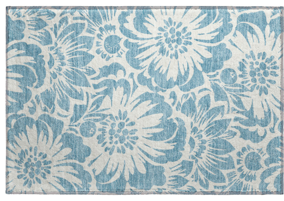 Premium Machine Washable Mayfield AMF551 Denim 1'8" x 2'6" Rug