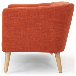 GDF Studio Carol Button Back Mid-Century Fabric Modern Loveseat, Muted Orange