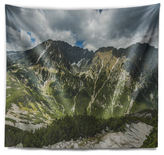 Panoramic Vista Over Mountains Landscape Wall Tapestry, 39"x32"