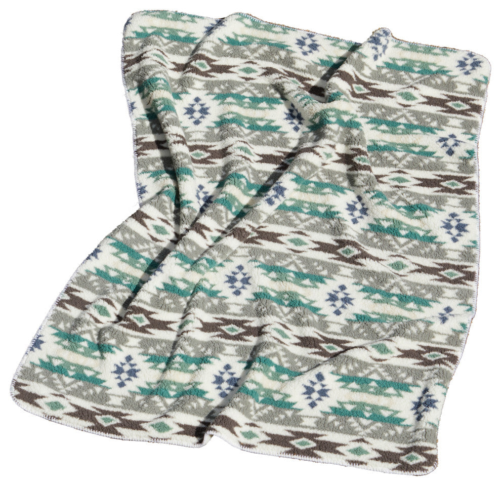 Sherpa Faux Throws 50"X60" Navajo Print Grey, Navajo Print Grey