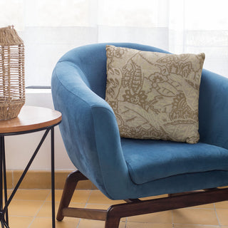 Plutus Brown Mustard Jacquard Luxury Throw Pillow, 18"x18"