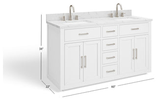The Wyatt Bathroom Vanity, White, 60", Double Sink, Freestanding