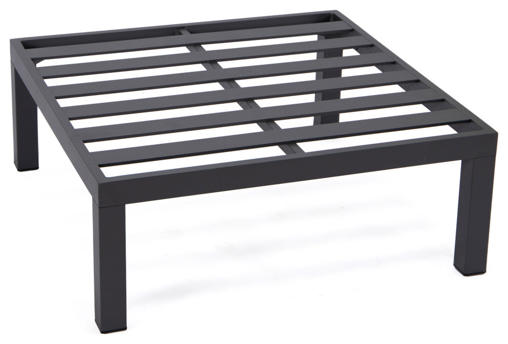 LeisureMod HSFBL-7BL Hamilton 7-Pcs Conversation Set Fire Pit Table&Cushions