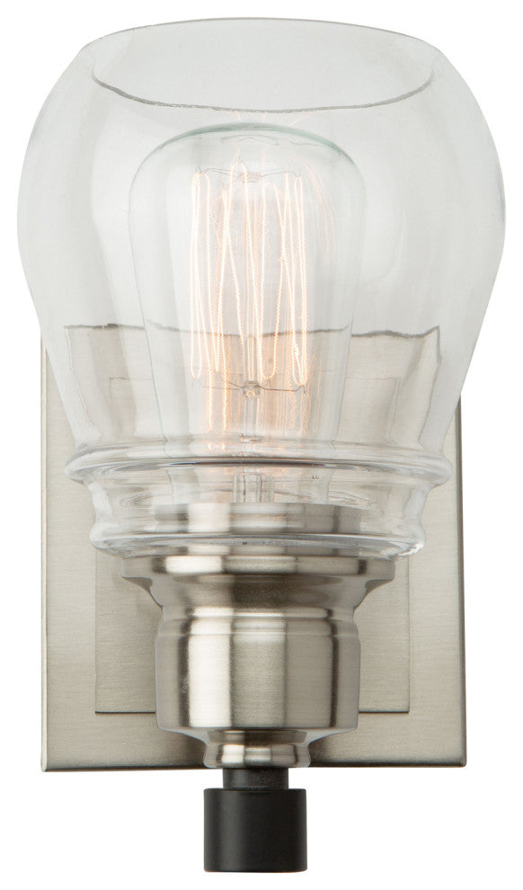 Nelson - 1-Light Bathroom Sconce - Black/Brushed Nickel