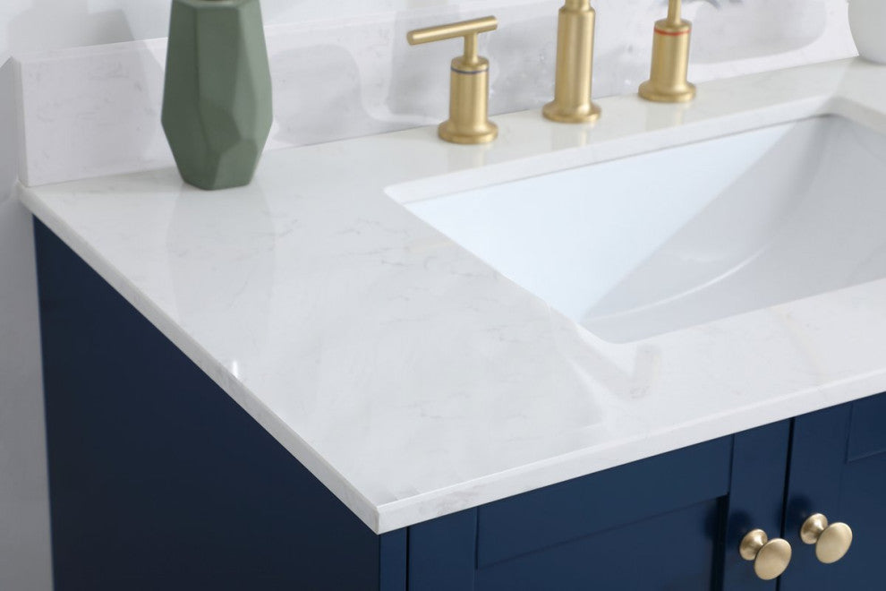 Sadie 36" Single Bathroom Vanity, Blue With Backsplash