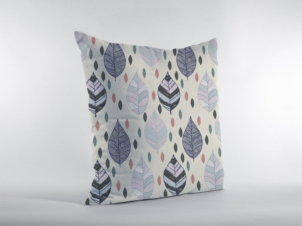 18 Cream Gray Leaves Suede Decorative Throw Pillow
