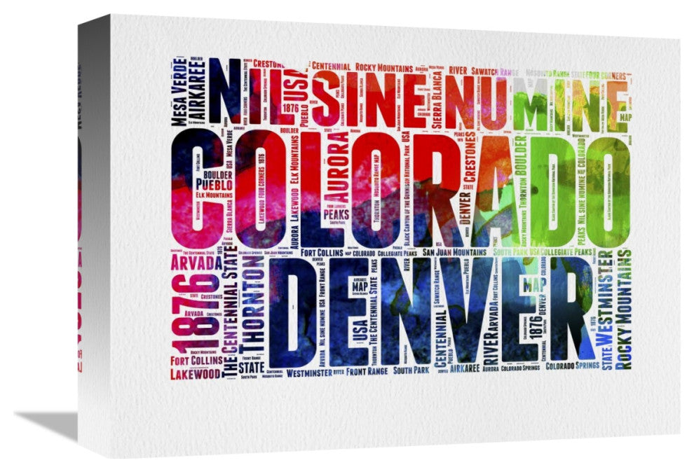 "Denver Watercolor Word Cloud" Fine Art Print