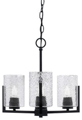 Atlas 3-Light Chandelier, Matte Black/Smoke Bubble