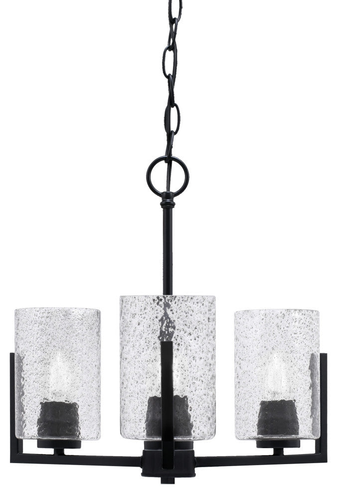 Atlas 3-Light Chandelier, Matte Black/Smoke Bubble