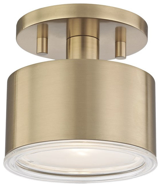 Nora LED Flush Mount Aged Brass Finish Clear Glass