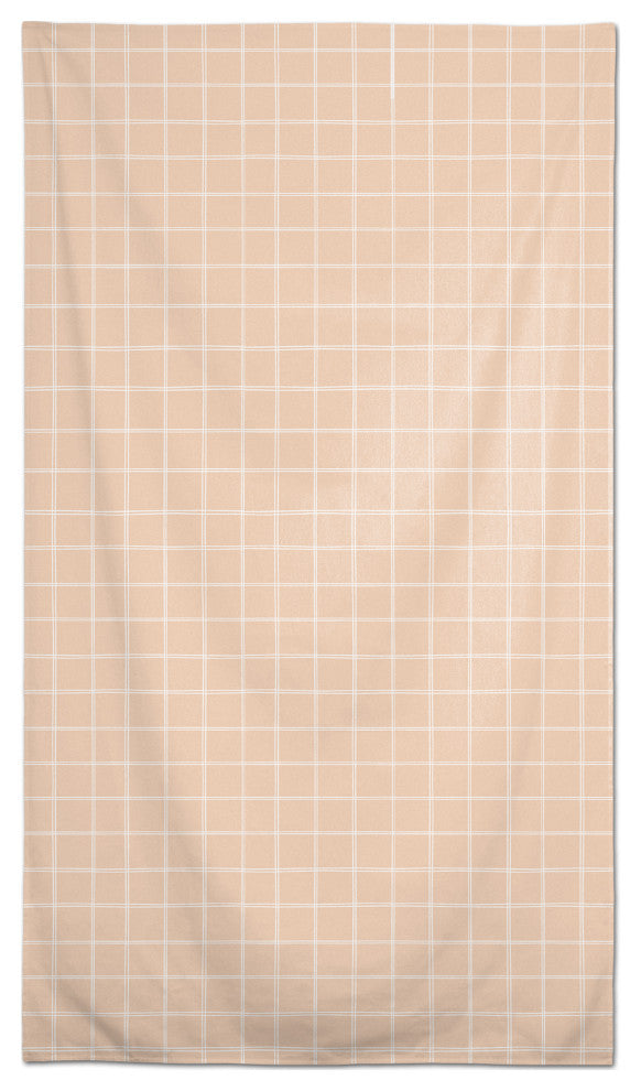 Peach And White Grid 58 x 102 Outdoor Tablecloth