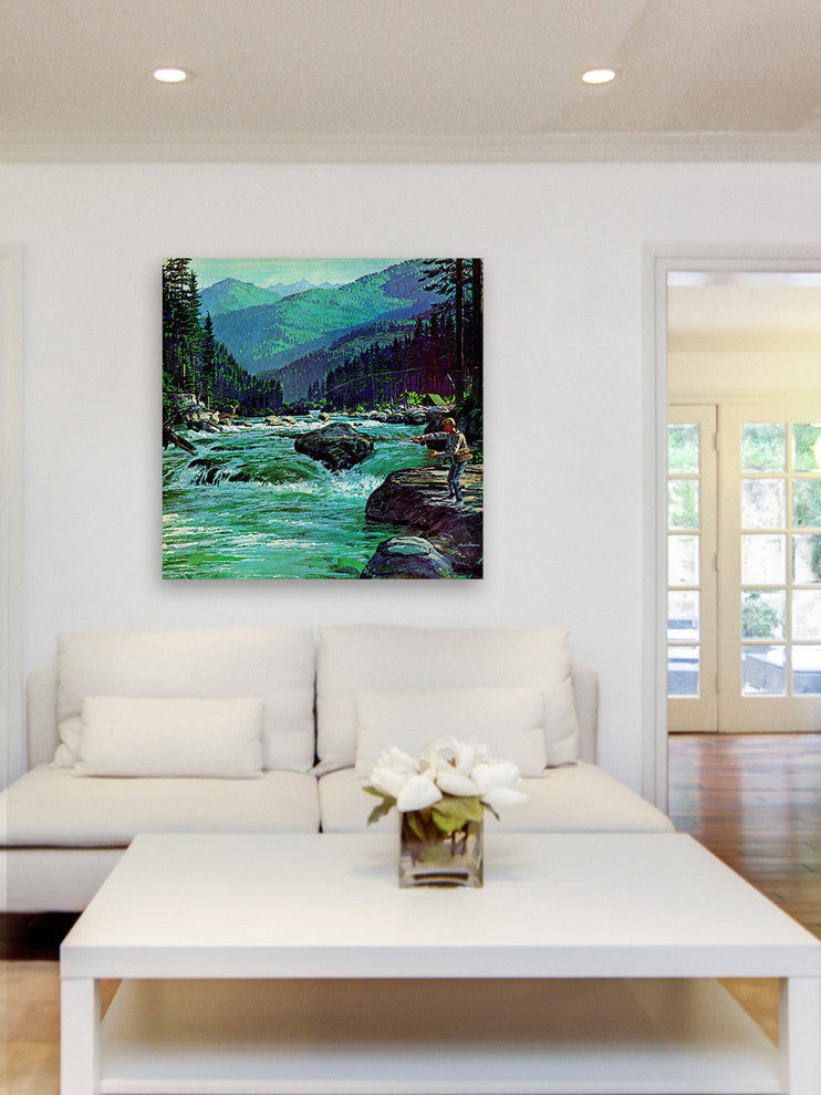 "Fly Fishing" Painting Print on Wrapped Canvas