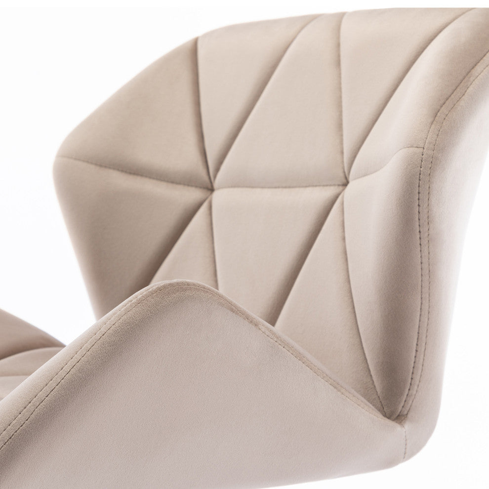 Cute Pointed Armrest Velvet Rolling Chair, Khaki