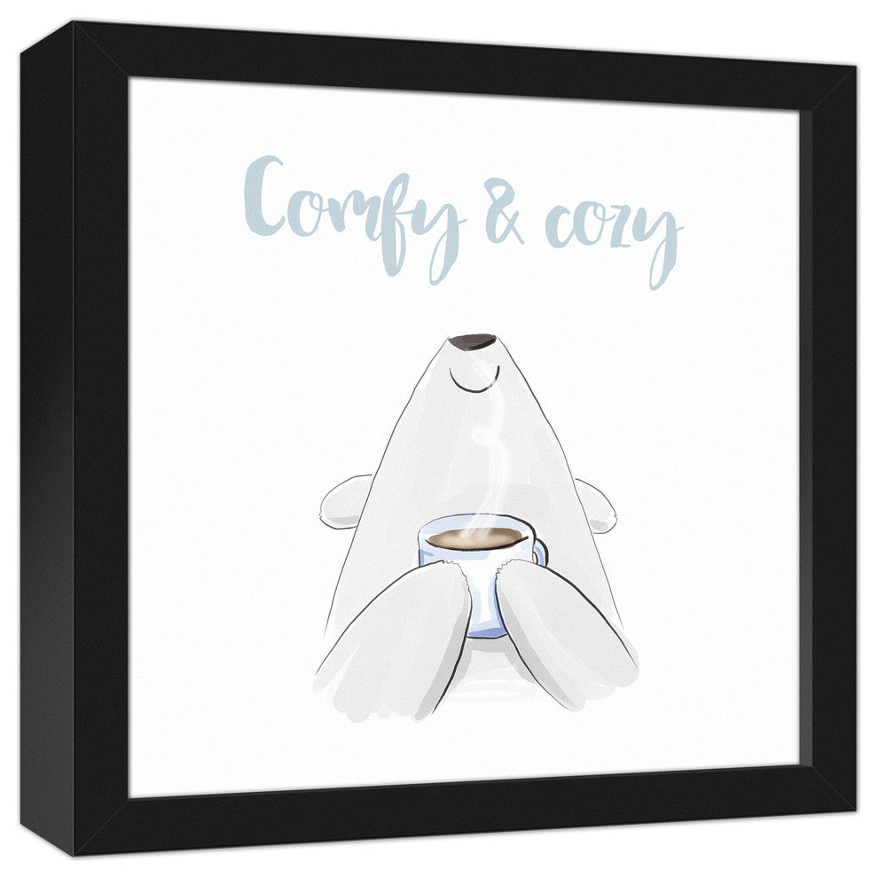 Comfy & Cozy Bear 12x12 Black Framed Canvas
