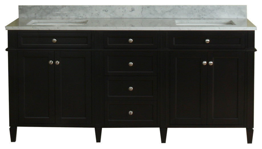 Samantha 72" Bathroom Vanity With Carrera Marble Top and Mirror