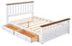 Full Size Wooden Slat Support Wood Platform Bed With Two Drawers