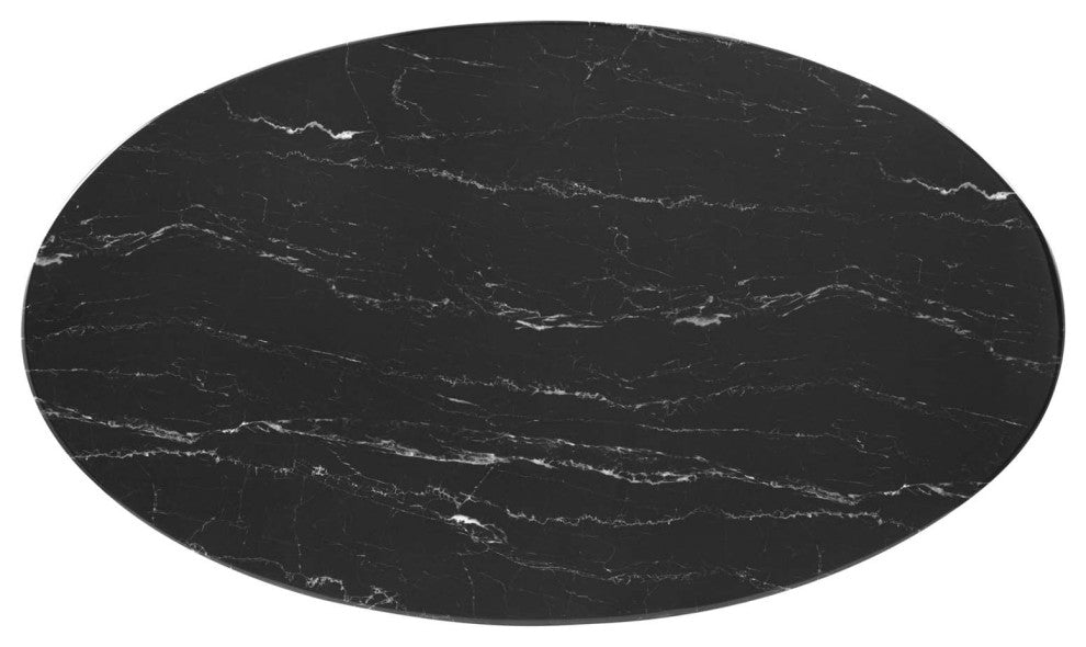 Lippa 48" Artificial Marble Dining Table, Black Black