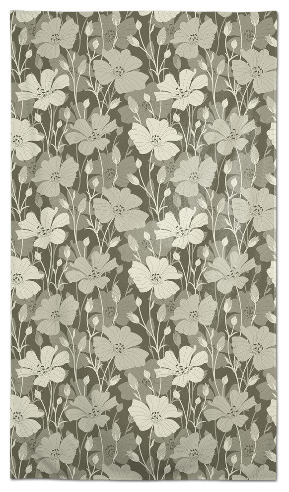 Floral Blooms Tan 58 x 102 Outdoor Tablecloth