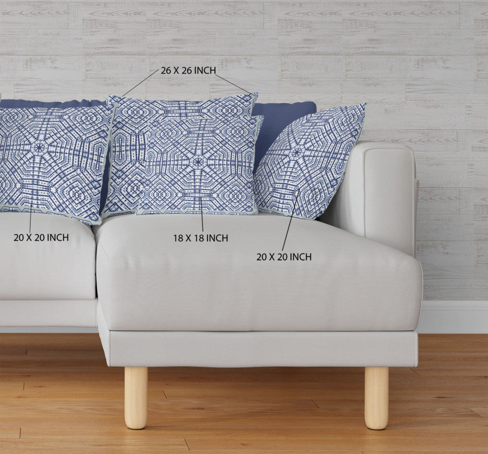 28 Navy White Geostar Indoor Outdoor Throw Pillow