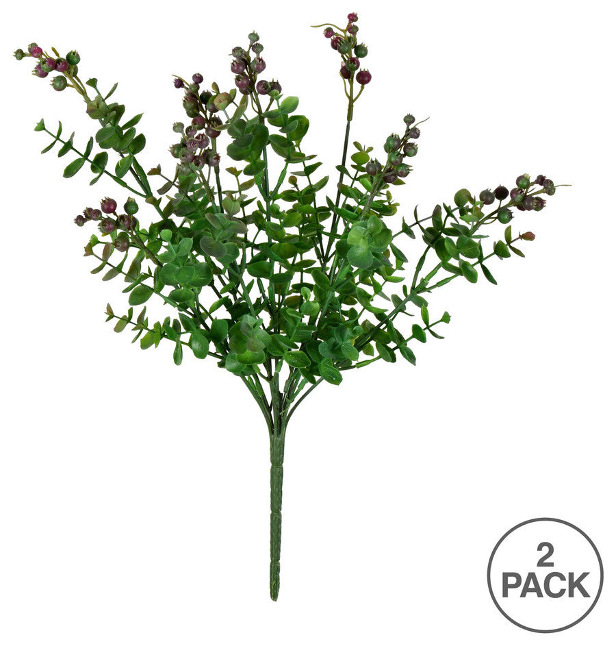 Vickerman Fi190566 14.5" Artificial Purple Money Leaf Bush Pack of 2