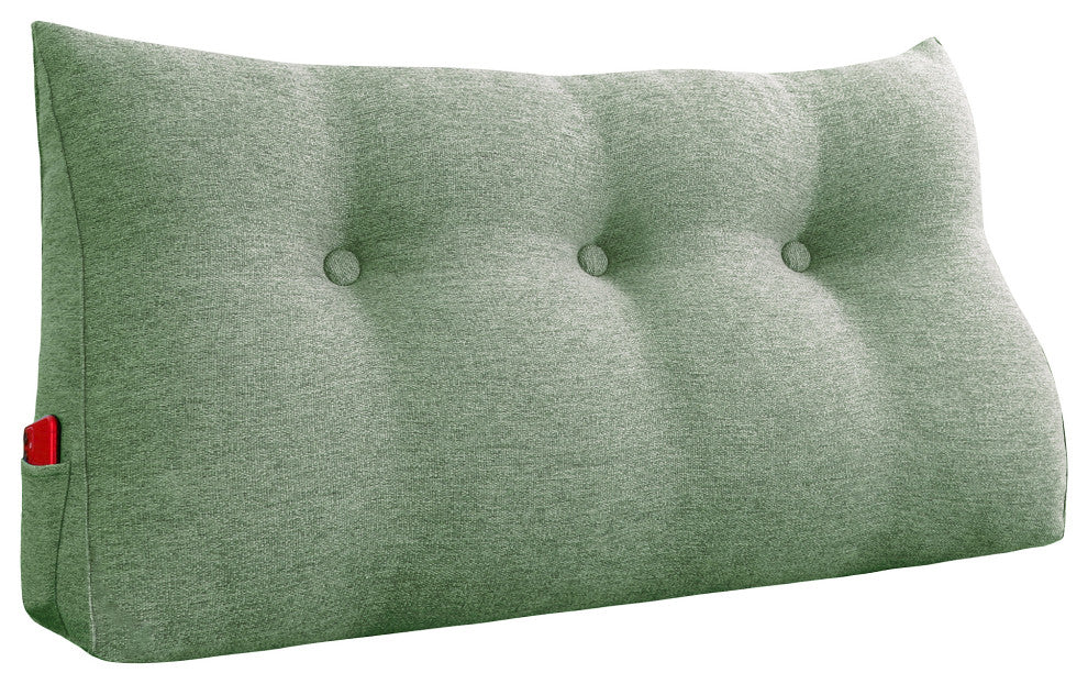 WOWMAX Backrest Wedge Reading Pillow Headboard Linen Blend Lime Green, 39x20x8