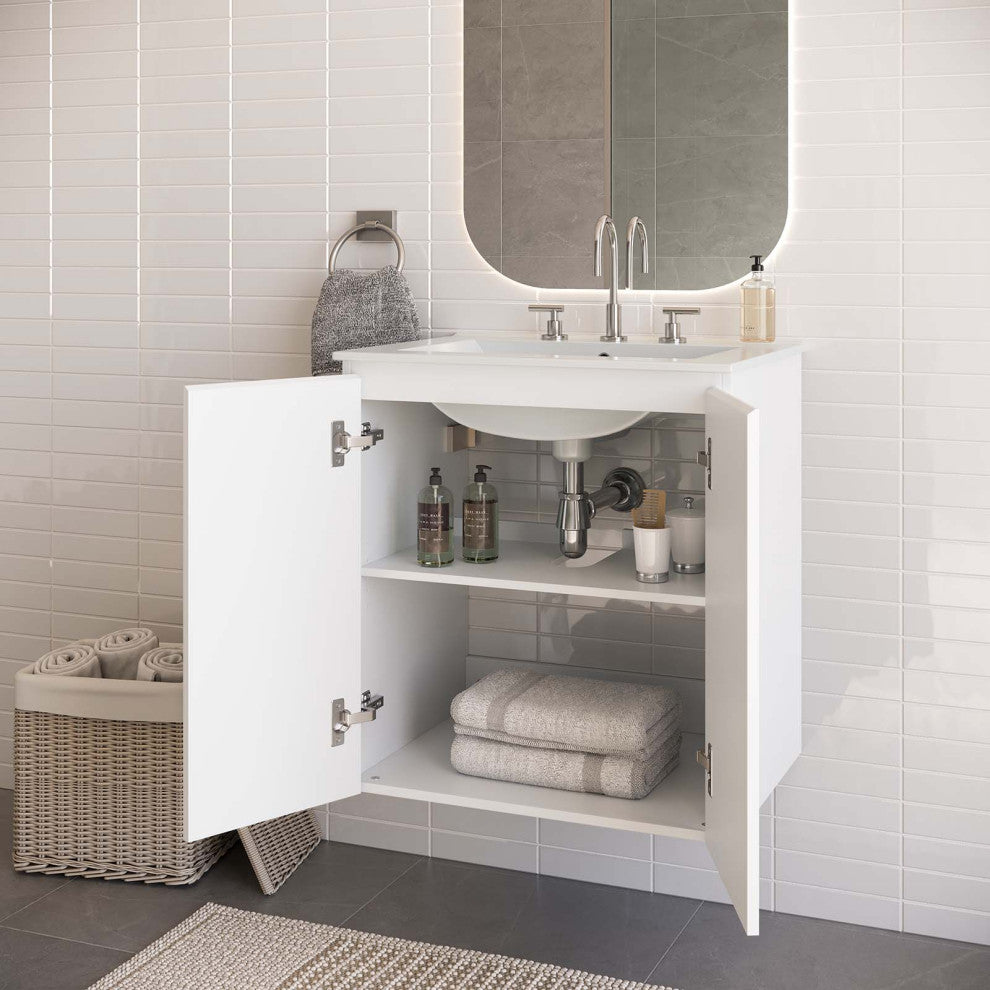 Bryn 24" Wall-Mount Bathroom Vanity, White White