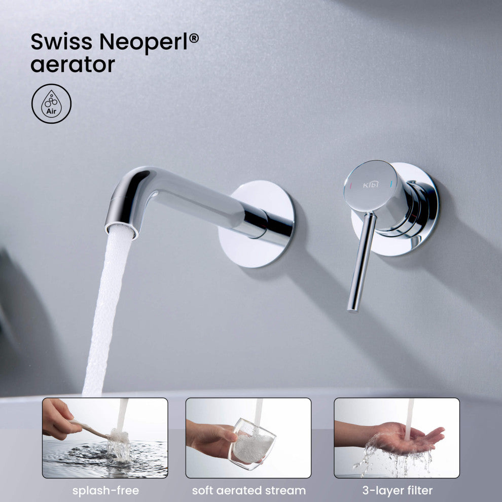 Circular Single Handle Wall Mounted Bathroom Sink Faucet, Chrome