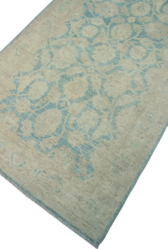 Yousafi Fine Chobi Adebayo Blue and Beige Rug, 3''11x19''1